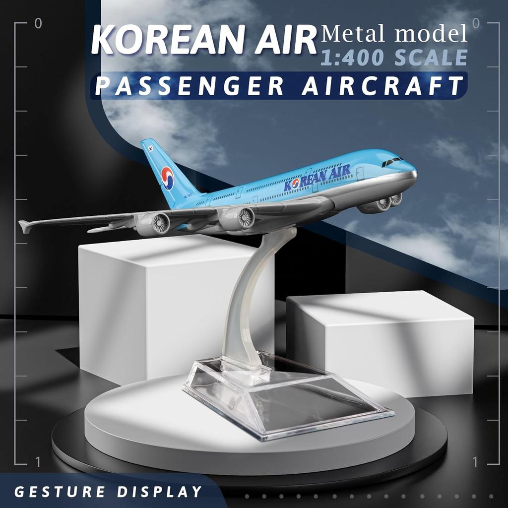 1/400 Scale Die-cast 16cm Metal Airplane Toys A380 Korean Airlines A380 Aircraft Model Simulation Alloy  Plane Model Building Kit