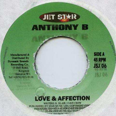 7inch Record ANTHONY B - Love & Affection JSJ06 Jet Star 2001 Jamaica Reggae, Ska & Dub