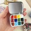 2Pcs Empty Watercolor Iron Box 12/24 Grids Travel Painting Tray Watercolor Paint Palette  Outdoor
