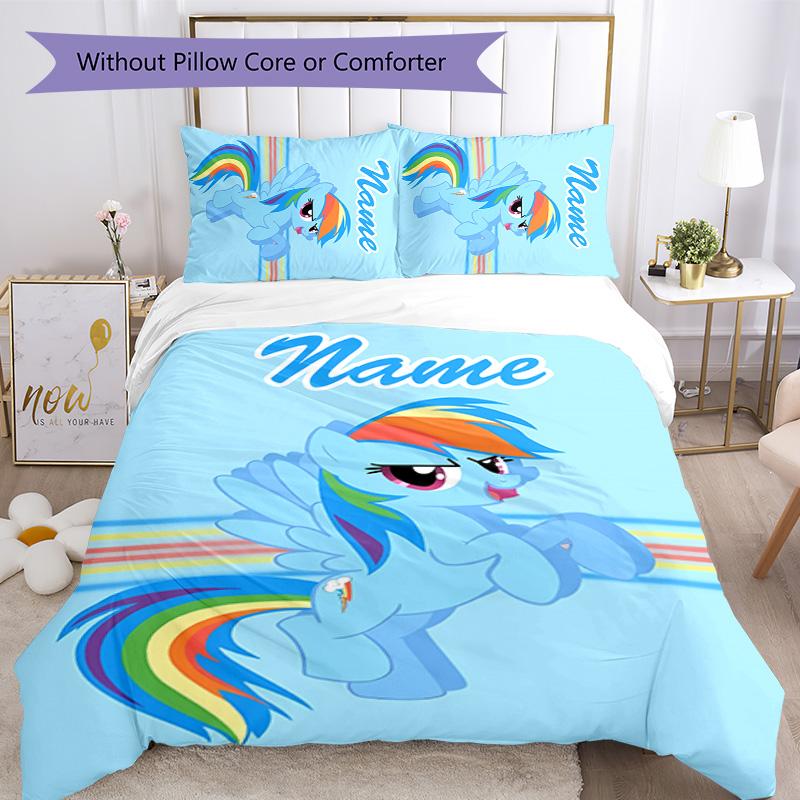 3pcs My Little Pony1 Cover Set - Personalized Name, HD Printed Bedding with 1 Cover and 2 Pillowcases - Perfect for Home Decor, Easy Care