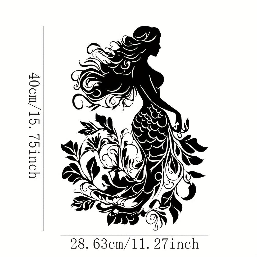 

Mermaid Metal Wall Art, Floral Vine Design for Home Office Garden Bar Decor, Gift for Sailing Lover Housewarming