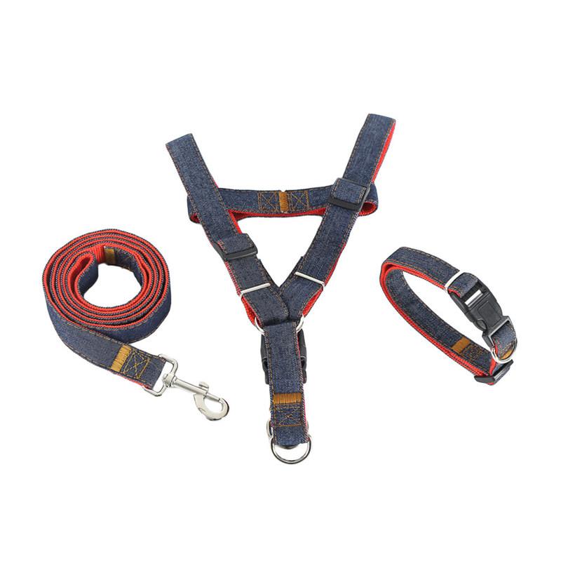 Dog Traction Rope Set Chest Harness Leash for Training Walking Control Gentle Pull Prevention Neck Safe Pet Supplies Red S