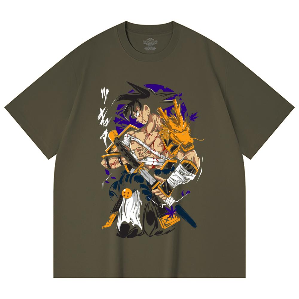 230 Gsm 100% Cotton Dragon Ball V68 Goku Samurai Print Unisex Heavy Cotton T Shirt