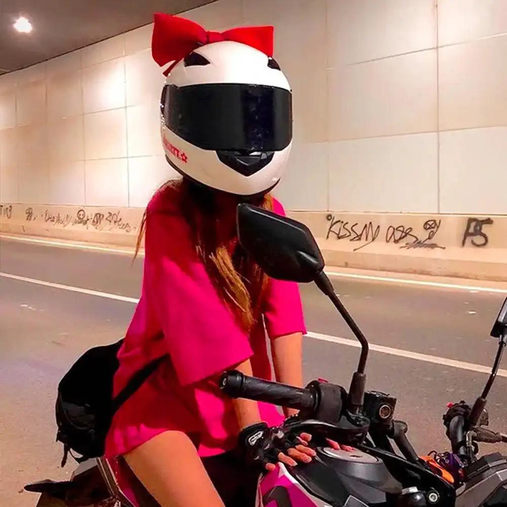 Cute Motorcycle Helmet Bow Decoration Electric Bike Helmet Body Bowknot Suction Cup Parts Decoration Accessories For Girl Women
