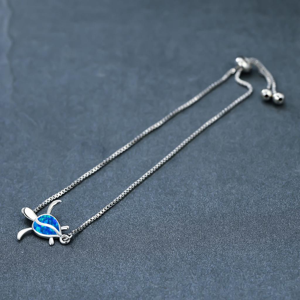 New Personalized Platinum Blue Australian Treasure Single Turtle Drawstring Bracelet with Simple Temperament and High End Accessories