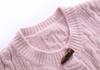 2023 Women's Japanese-Style Horn Button Short Chunky Knit Cardigan - Solid Color, Round Neck for Spring & Autumn