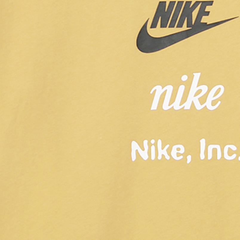 Nike Alphabet Logo Print Crew Neck T-Shirt Men Tops Yellow DZ2876-725