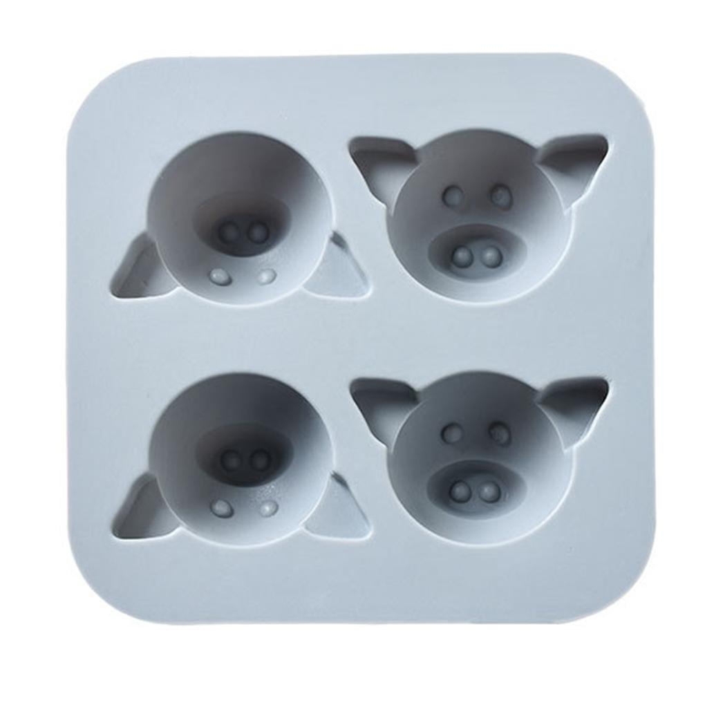 Kakiyi 4 Hole Cartoon Pig Animal Cake Mold Silica Gel Mould Bakeware Baking DIY Tools Accessories Fondant