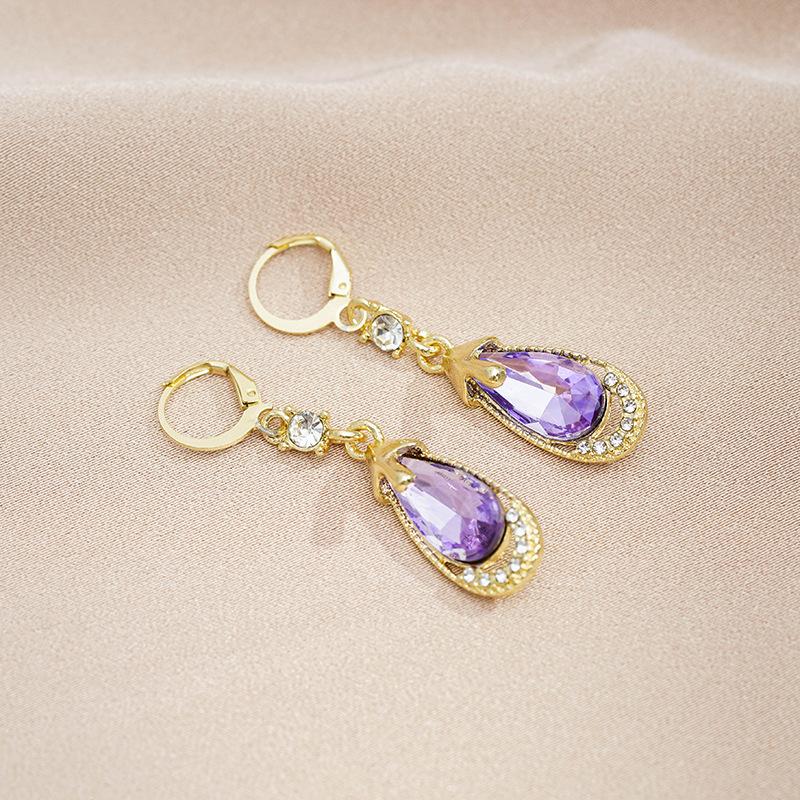 Purple Color Women Dangle Earrings Small Round Unusual Earrings Fashion Flower Butterfly Hanging Earrings Pendientes Mujer
