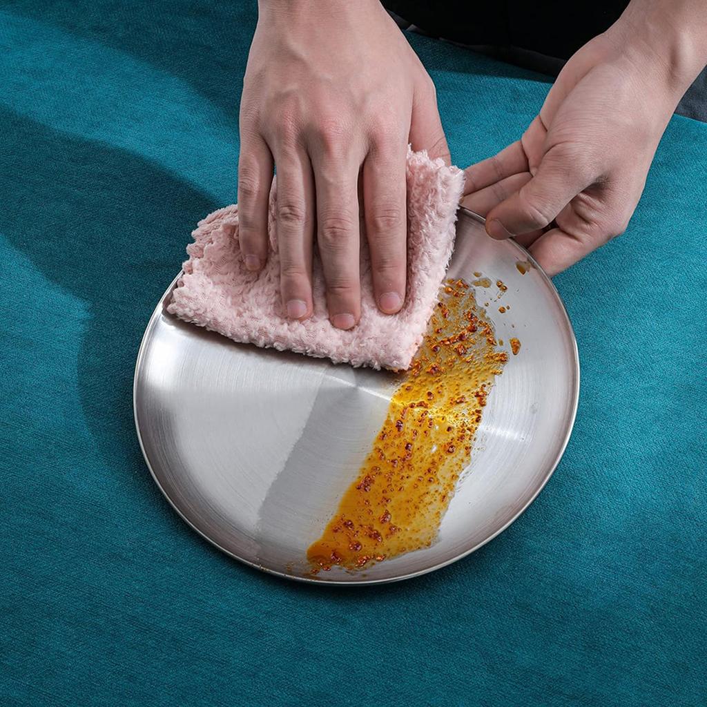 8 Pack Brushed Stainless Steel Plates, Round Kitchen Metal Dish Plates, Camping Serving Plates for BBQ, Snack, Salad, Appetizer, Fruit, Cookies