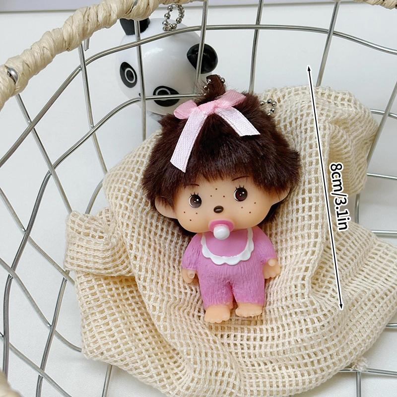 Cute Monchhichi Keychain Cartoon Monkiki Keyring Anime Figure Keychains Bag Pendant Kawaii Monchichi Toy Gifts for Carry Mini Lightweight Portable