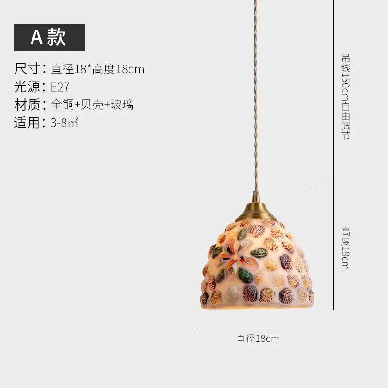 Bunte Muschel Mosaik Kreativer Anhänger Deckenleuchten Nordische Wohnkultur Kronleuchter Beleuchtung Esszimmer Küchenlampe