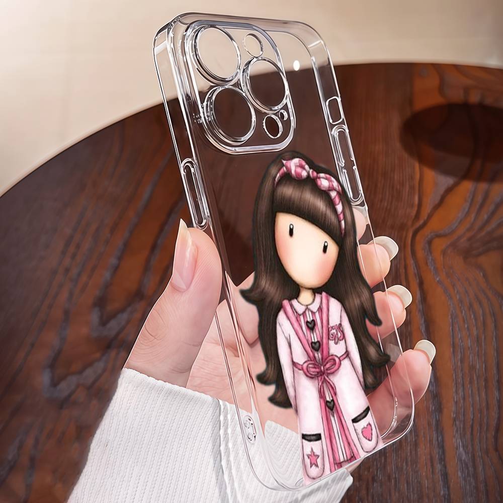 S-Santoro-Gorjuss Cute Cartoon Girl Phone Case For IPhone 17 16 15 14 13 12 11 X XR Mini Pro Max Plus Transparent Soft Cover