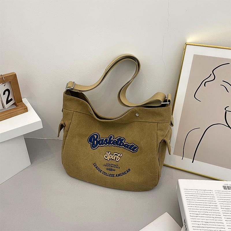 Monochromatic large capacity crossbody bag for women printed letter canvas simple fashionable