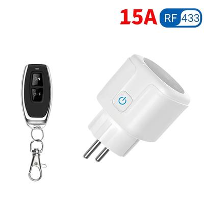 433Mhz Wireless Remote Control Switch AC220V 15A EU FR Standard Socket Electric Plug Electrical Outlets For Smart Home Light