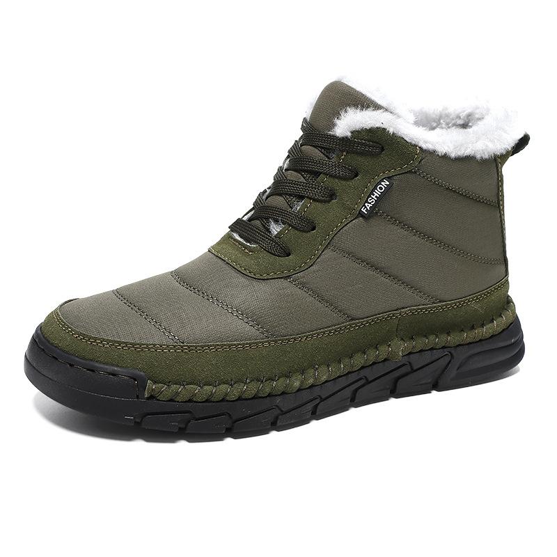 Mens soft elastic cold warm padded snow boots thick-soled non-slip wear-resistant outdoor mountaineering casual sneakers cotton boots