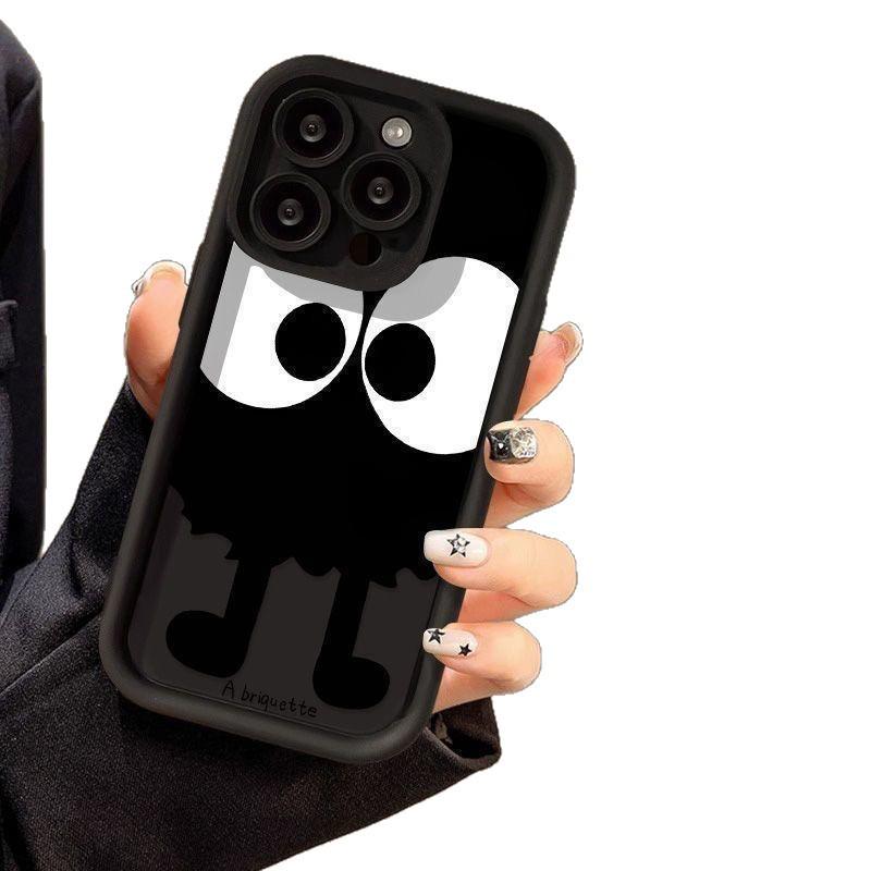 Big Eyes Coal Ball Phone Case for Apple iPhone 17PRO/16PLUS/15/14/13/X - Soft & Cute Niche Design