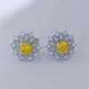 Fashion snow pollen diamond zircon stud earrings women's sunflower zircon flower earrings light luxury luxury high-end