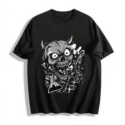 Dark Skull Funny Chemical Experiment Print Casual Tee Pure Cotton T-shirt