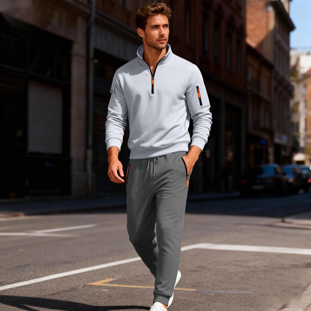 Men's Sweatshirt Suit Men's Solid Color Casual Sports Suit Sweatshirt Suit