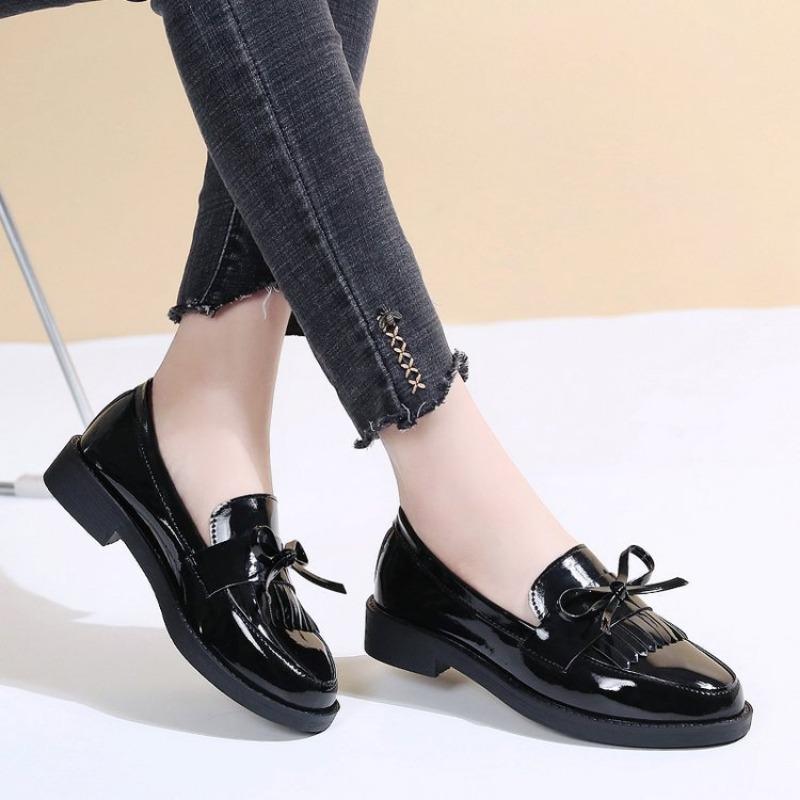 Fashion Plus Size 35-42 Shoes for Women Casual Loafers Spring Autumn PU Waterproof Platform Elegant Bow Office Zapatos De Mujer
