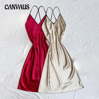 Long Simple Simulation Silk Sling Pajamas Women Bathroom Sexy Fashion Pajamas