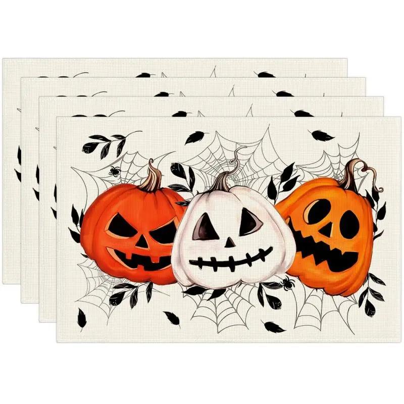 1PC Halloween Placemat Festival Kitchen Linen Dinning Table Mats Bowl Coffee Cup Pads Mats Home Decor