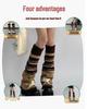 Women's Black and Gray Striped Star Leg Warmers: Knitted Slouch Socks for Spring, Autumn, and Winter - Wide-Leg, Calf, JK Style.