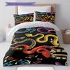 Snake and Skull Pattern Bedding Quilt Set Quilt Cover Pillowcase Home Decoration Gift (1 * Duvet Cover + 2 * Pillowcase, Without Core)