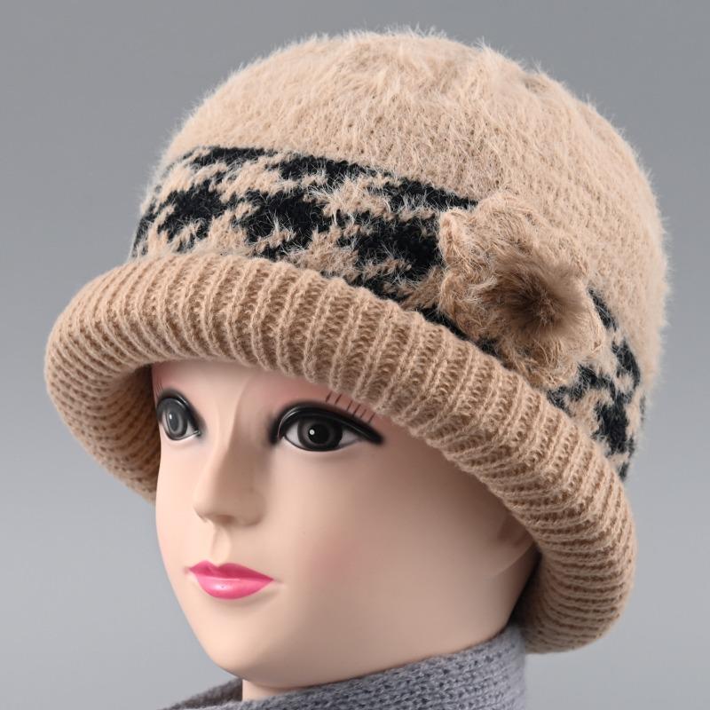 Hat rabbit fur ear protection warm autumn and winter knitted hat windproof velvet women's cold-proof wool hat