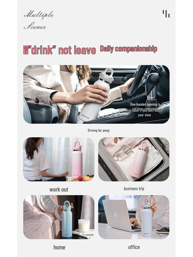 REVOMAX Threadless Insulated Stainless Steel Water Cup 365ML - Ideal for Hot or Cold Drink Outdoors