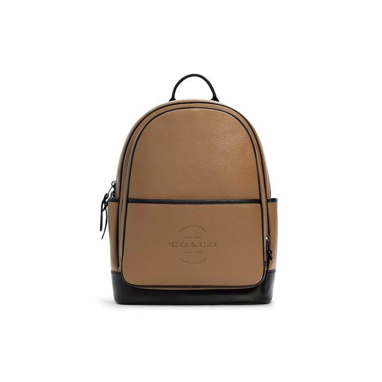 New COACH Thompson Leather Backpack Medium Unisex Khaki Brown C5388-QBSZ8