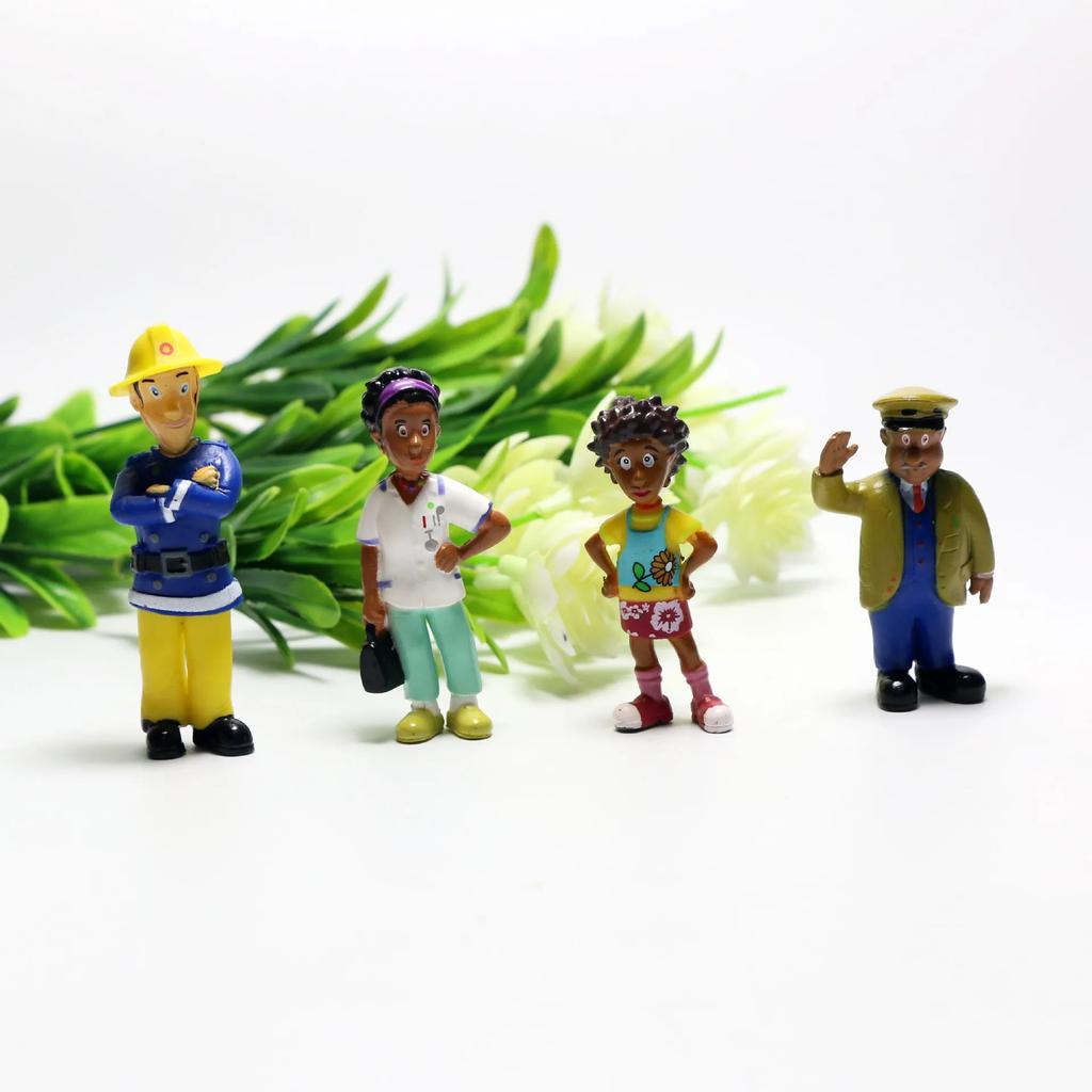9 Peças/lote Bombeiros 4-6cm Figura Brinquedo Sam Bombeiros Oficial Steele Penny Norman Pequeno Mini Modelo Brinquedos Moda Presente projetado para Crianças