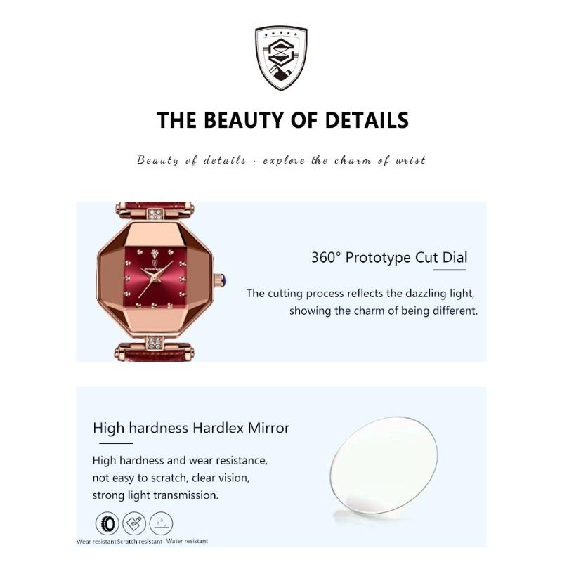 POEDAGAR Luxury Quartz Watch Elegant Fashion Red Dial Waterproof Ladies Leather Watches Women High Quality