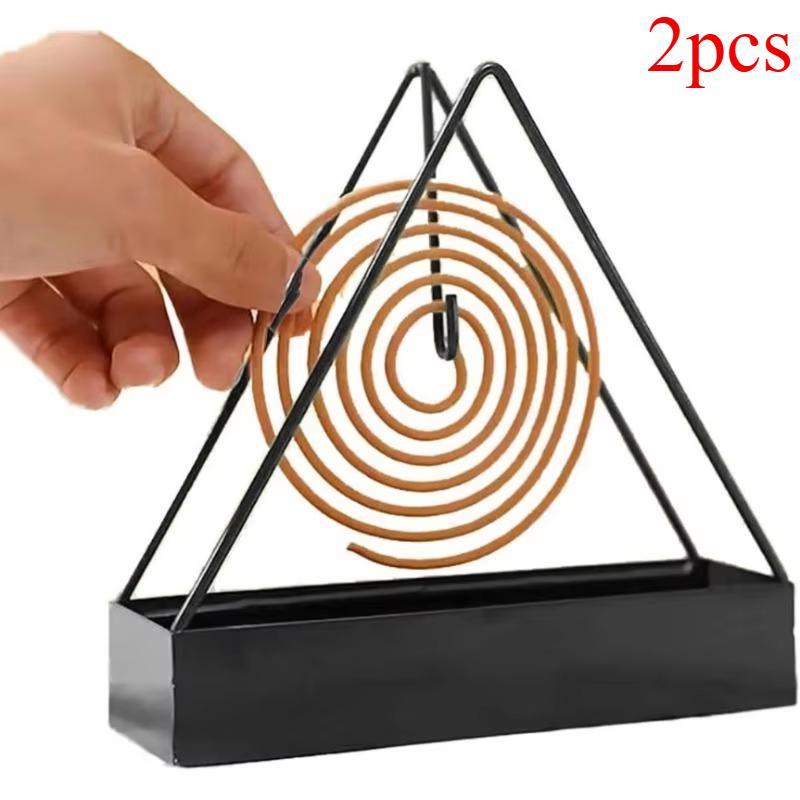 

2pcs Portable Iron Mosquito Coil Holder with Handle - Fireproof Material Incense Holder 2pcs чорний