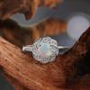 Elegant Flower Shape Clasp Ring Earrings Pendant Necklace Set Natural Opal S925 Silver Fine Jewelry for Women's Banquet Gifts
