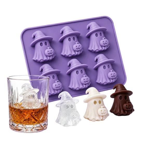 Food Grade Silicone Ice Tray Halloween Cube Tray Witch Ghost Pumpkin Bat Mold