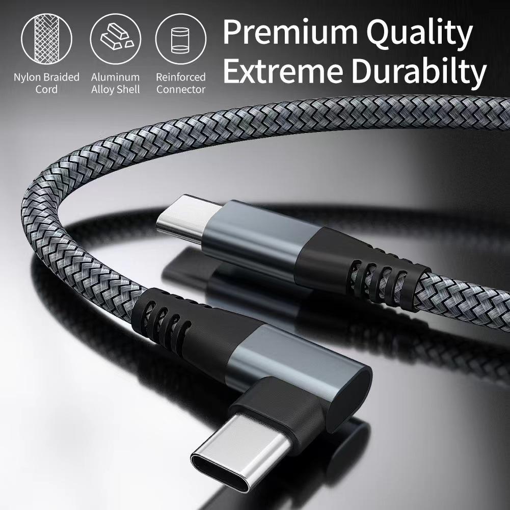 1PCS 60W USB Type C Cable 3A Fast Charging Wire Cord USB C Cable For Macbook Samsung Xiaomi  iPhone15 Elbow Cable For Game