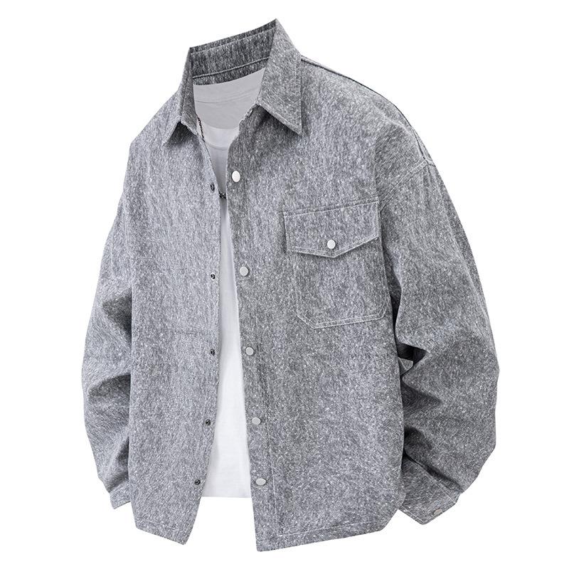 

New heavy shirt jacket senior men s spring and autumn wear-resistant retro trendy brand men s loose lapel jacket M
