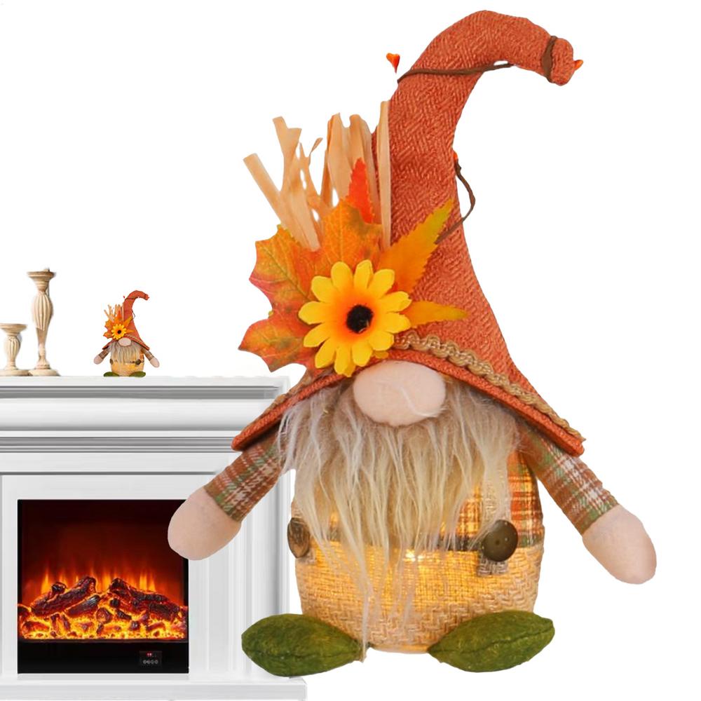 

Plush Gnome Decor Thanksgiving Decor Plush Gnome Doll Lighted Seasonal Autumn Figure Desktop Ornaments For Bookshelf Garden