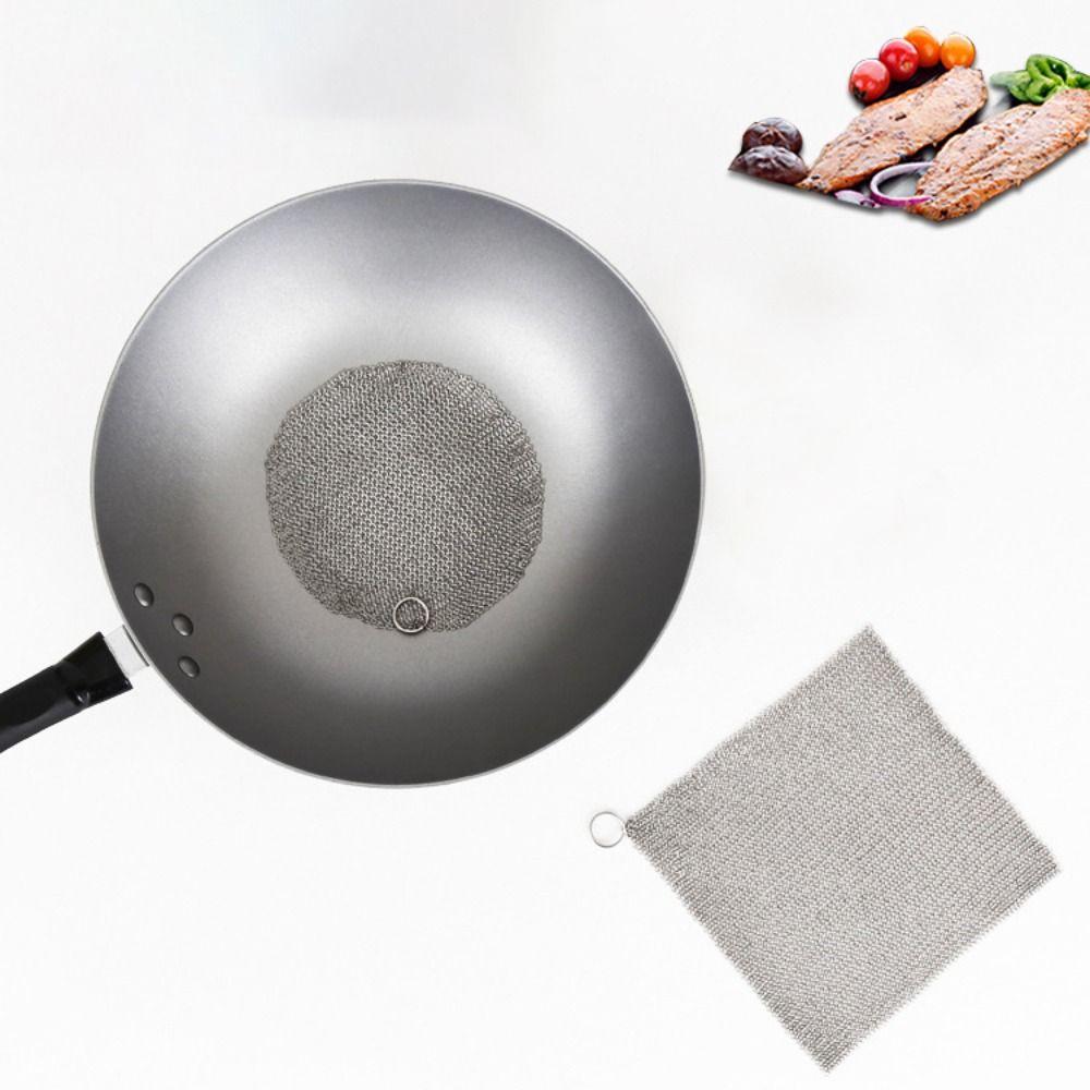 Square Stainless Steel Dishcloth Rust-free Pot Brush Multifunctional Steel Wool  Glass