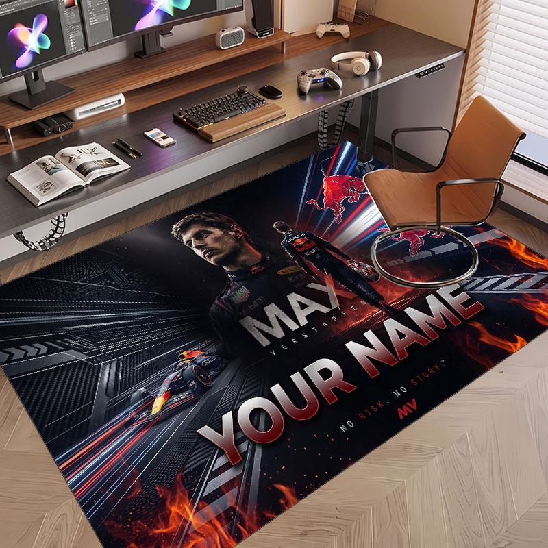 Tappeto Personalizzato Modello Max Verstappen Stampa Nome Testo Morbido Antiscivolo Tappeto per Pavimento per Decorazione Interna Casa