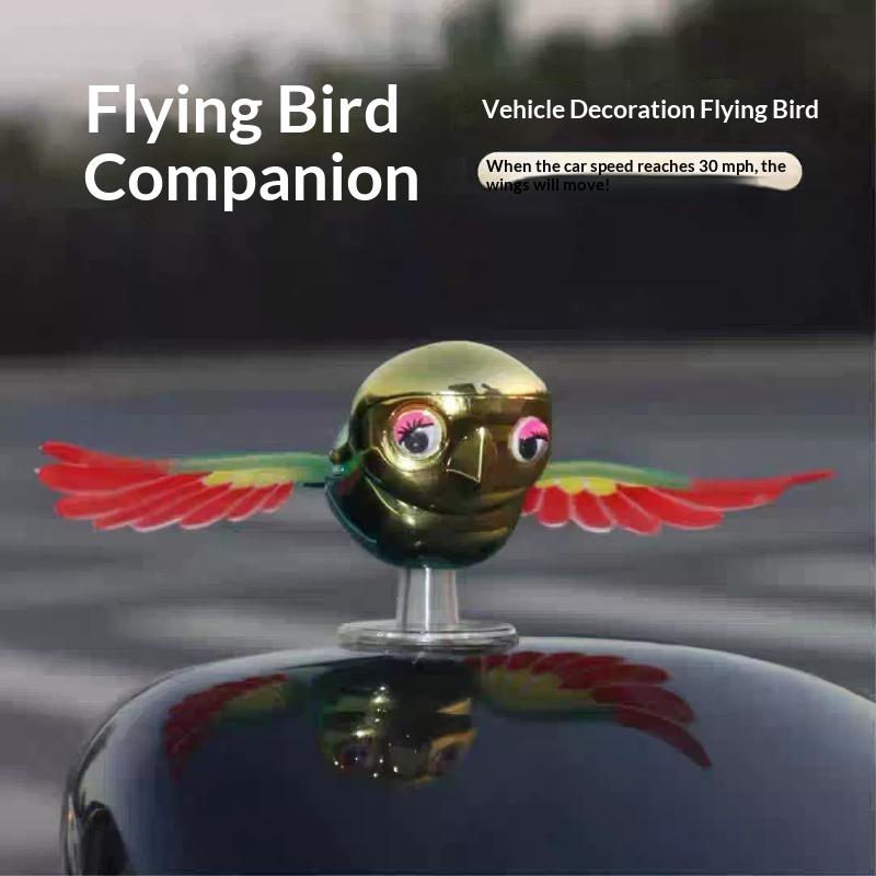 1/2 Pcs Car Flying Bird Ornament With Automatic Moving Wings Bright Colorful Design For Exterior Car Decoration Road Trips
