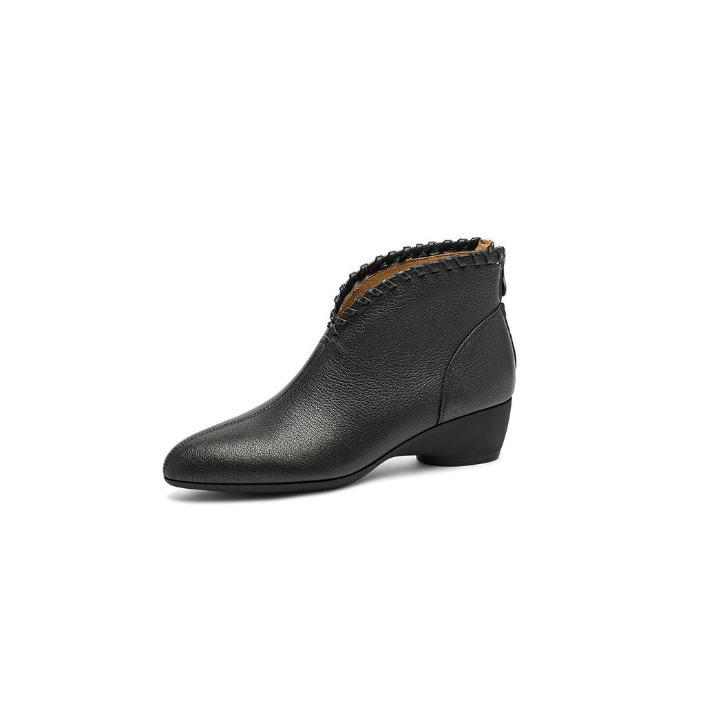 Fashion 2025 New Autumn Women Boots Genuine Leather Women Shoes Round Toe Chunky Heel Solid Modern Boots Daily Shoes Ankle Boots