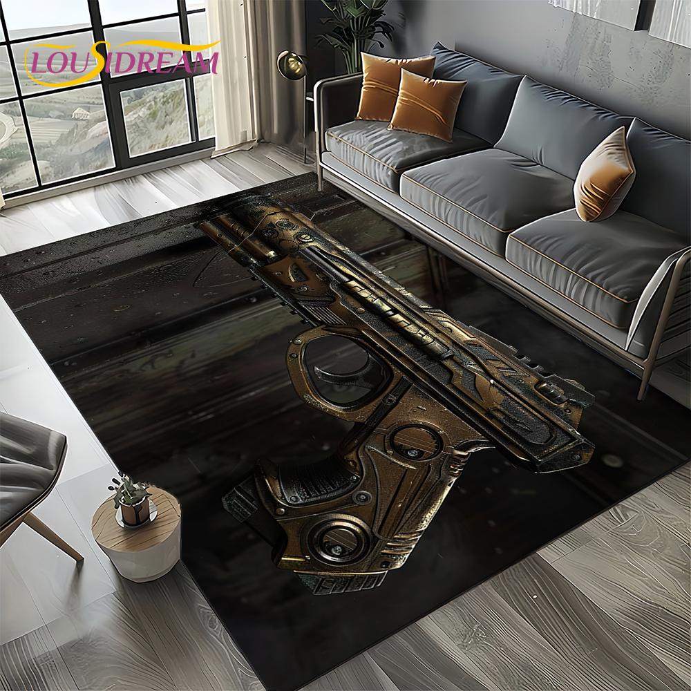 2025 New Retro Guns Pistol Ammunition Bullet Cartridge AK M4 Rug Carpet for Living Room Bedroom Decor,Non-slip for Sofa Doormat