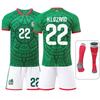 Teens Kids Adults Football Kits Sport Training Jersey Set with Socks 2026 FIFA World Cup Mexico Home #22 Lozano