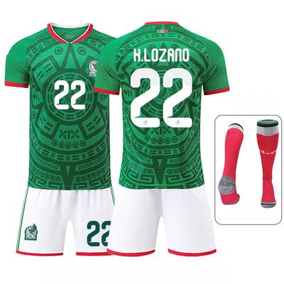 Teens Kids Adults Football Kits Sport Training Jersey Set with Socks 2026 FIFA World Cup Mexico Home #22 Lozano