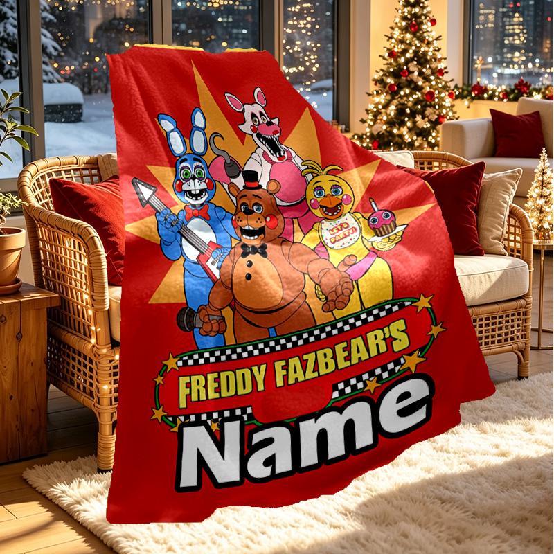 Custom Name Personalized Five Nights at Freddy's Print Blanket, Home Decor, Bedroom, Sofa, Camping, Couch, Gifts for Birthday ChristmasEnthusiasts