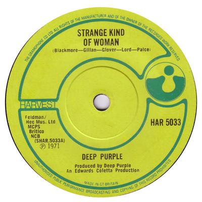7inch Record DEEP PURPLE - Strange Kind Of Woman HAR5033 Harvest 1971 UK Rock Used