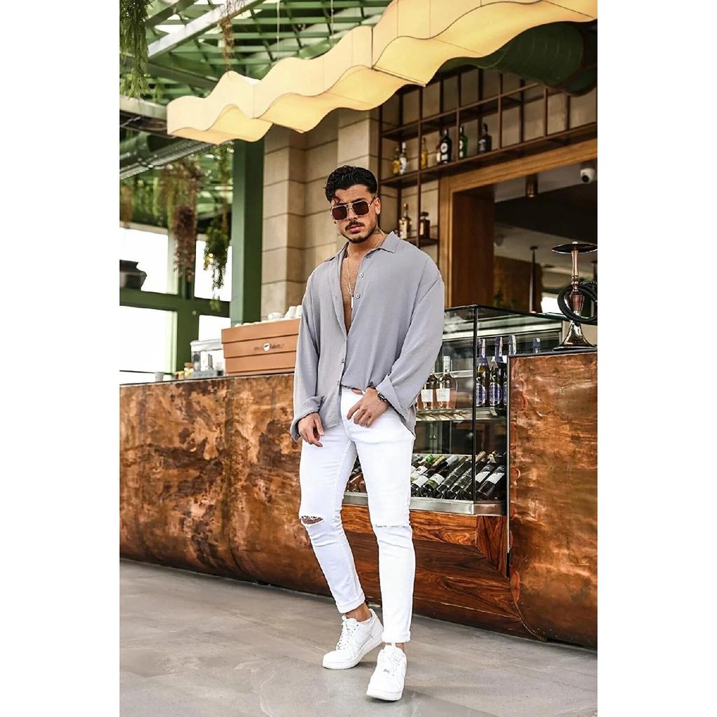 Cămașă supradimensionată Aerobin cu textura de vară pentru bărbați